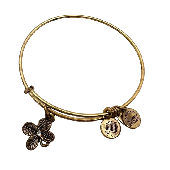 🍭4/$20 Alex and Ani Lucky Clover Charm Expandable Bracelet - Picture 1 of 3